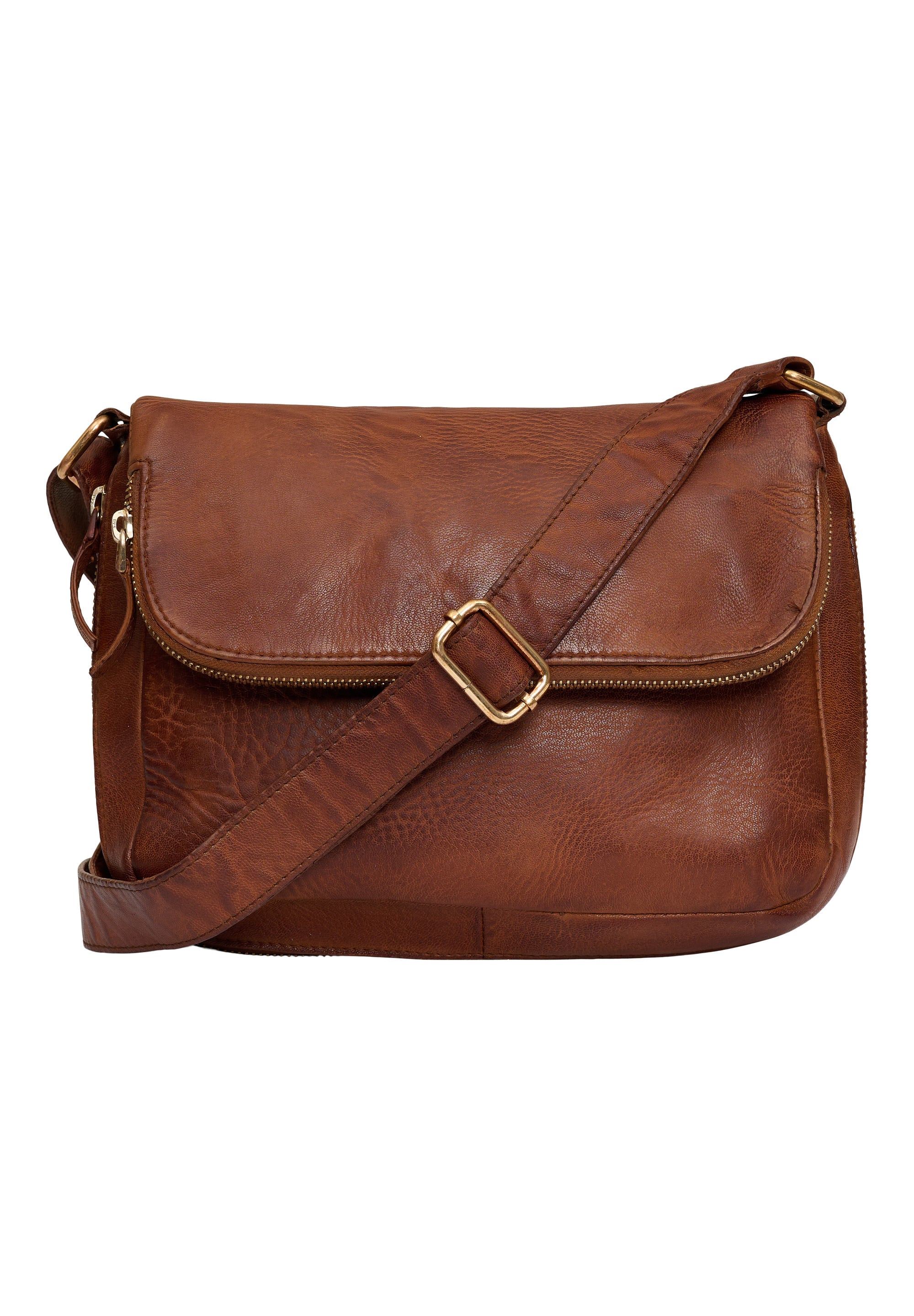 BTF CPH Crossbody Taske Clutch w Zipper Dark Cognac Light Guld