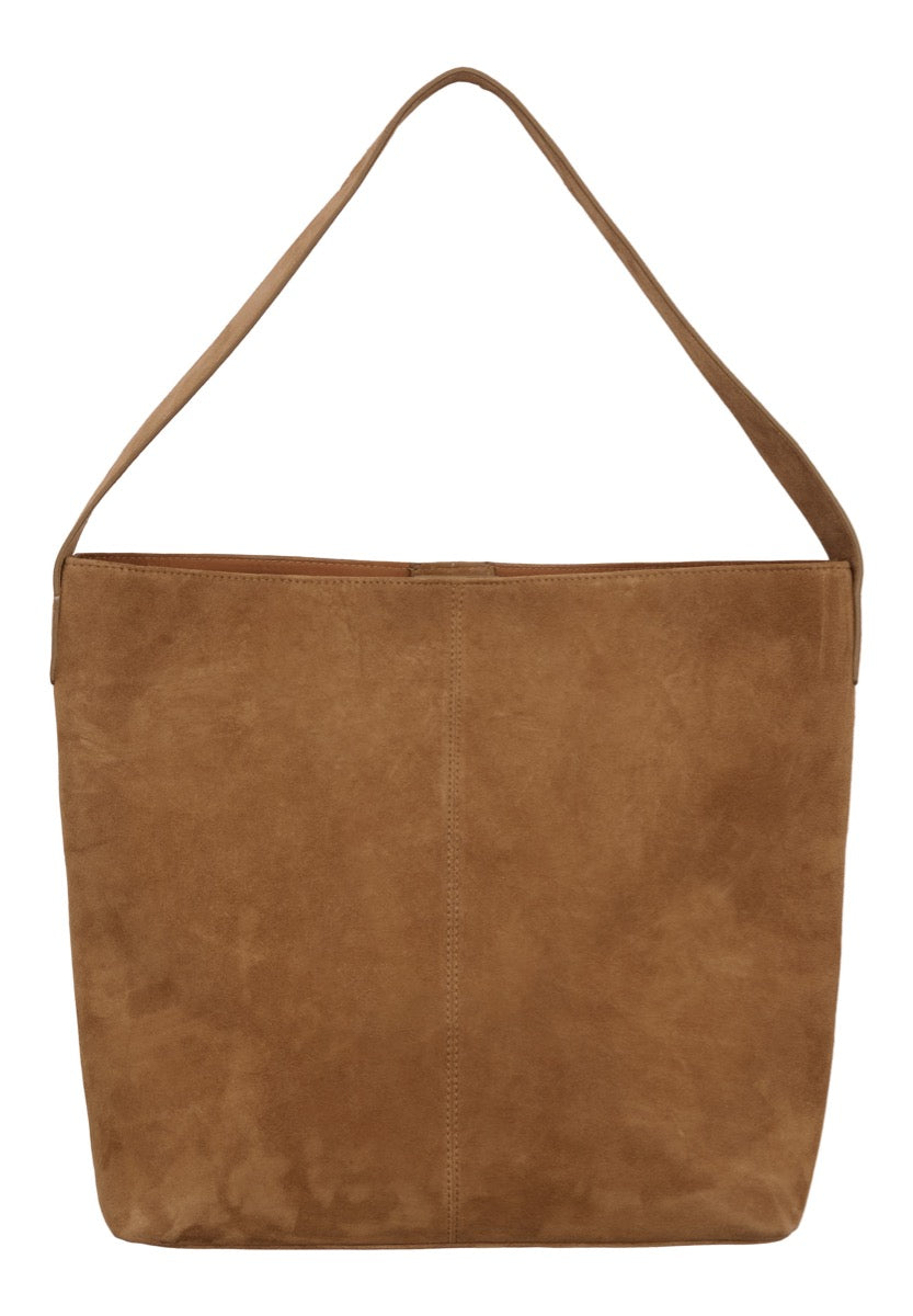 BTF CPH Taske Suede Tote w Chain Top Handles Caramel w Light Guld