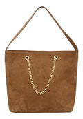 BTF CPH Taske Suede Tote w Chain Top Handles Caramel w Light Guld