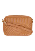 ORCHID Small Quilted Clutch Cognac w Light Gold acc