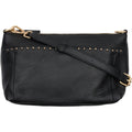 ORCHID Clutch Skind Taske w Studs Sort w Light Guld