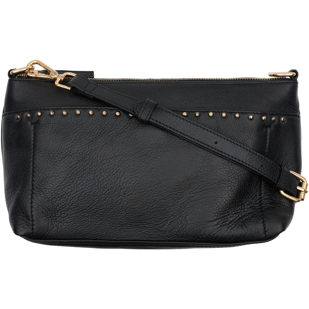 ORCHID Clutch Skind Taske w Studs Sort w Light Guld