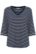 Fransa Feporsi 2 T Shirt Navy Blå Stribet