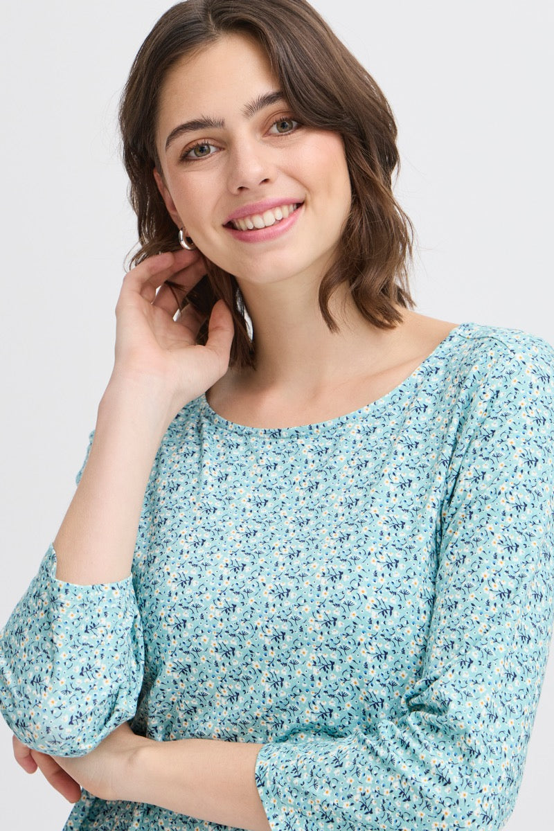Fransa Emfloral 1 T-shirt Blomstret Aquifer Grøn