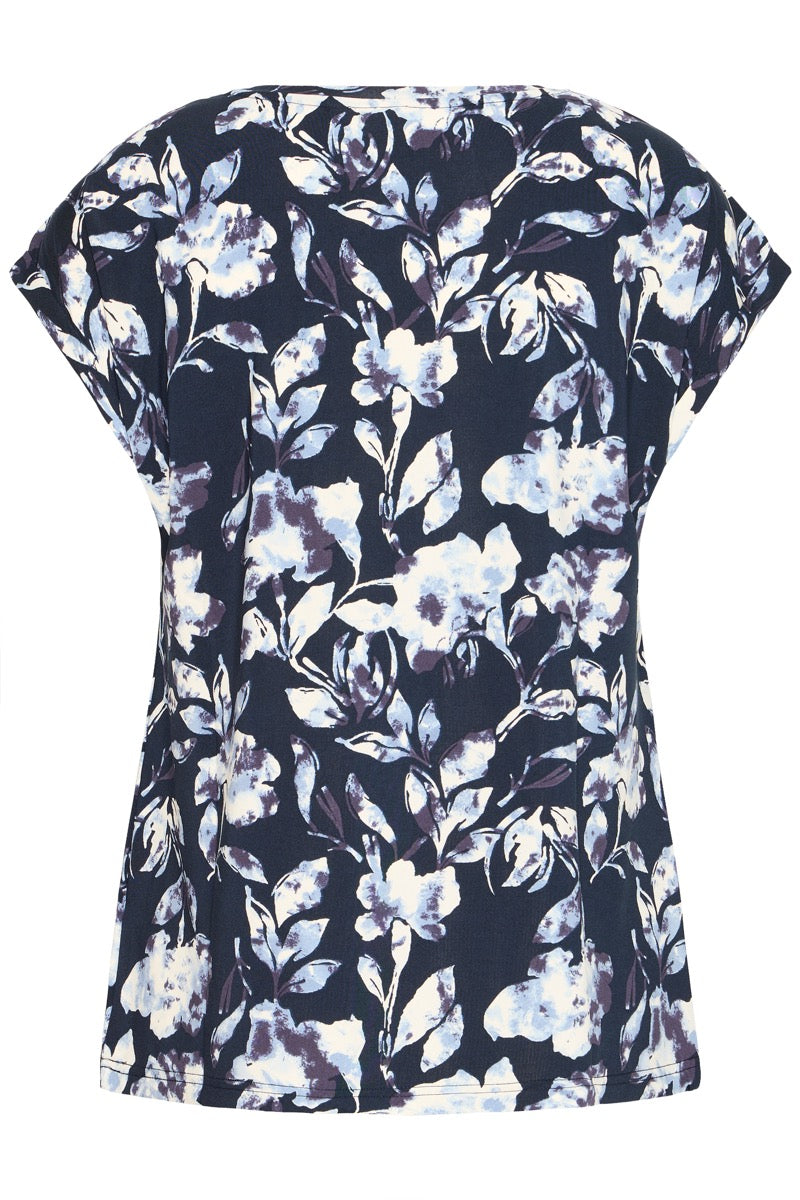 Fransa Seen T-shirt Blomstret Small Nightsky Blå