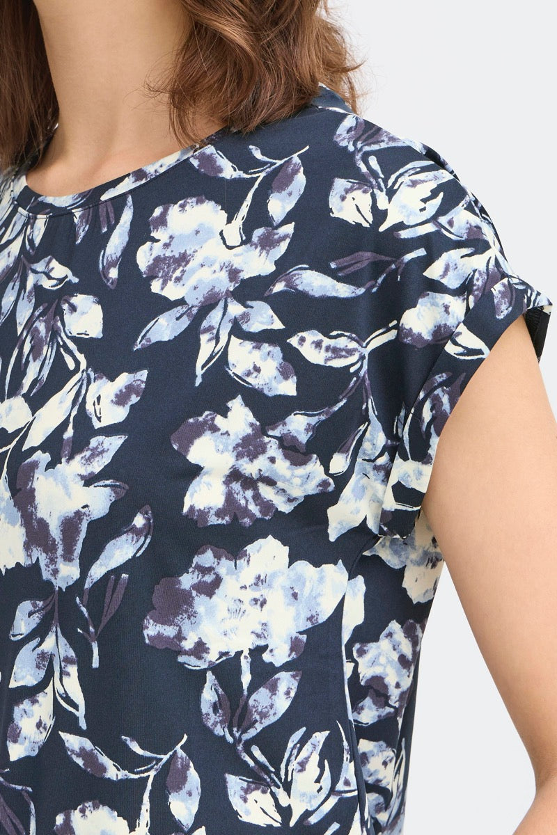 Fransa Seen T-shirt Blomstret Small Nightsky Blå
