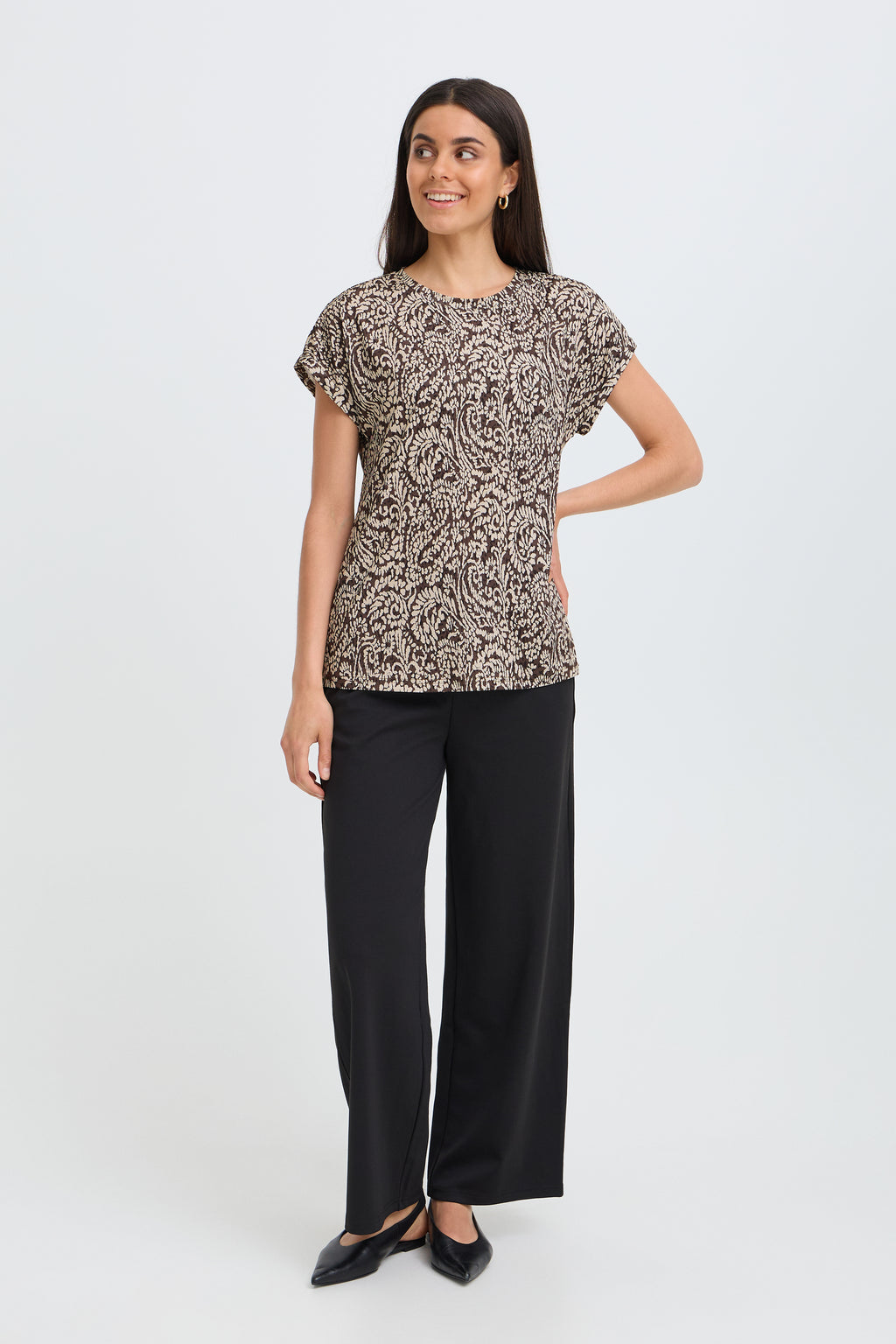 Fransa Seen 1 T-shirt Aura Bloom Hot Fudge Brun