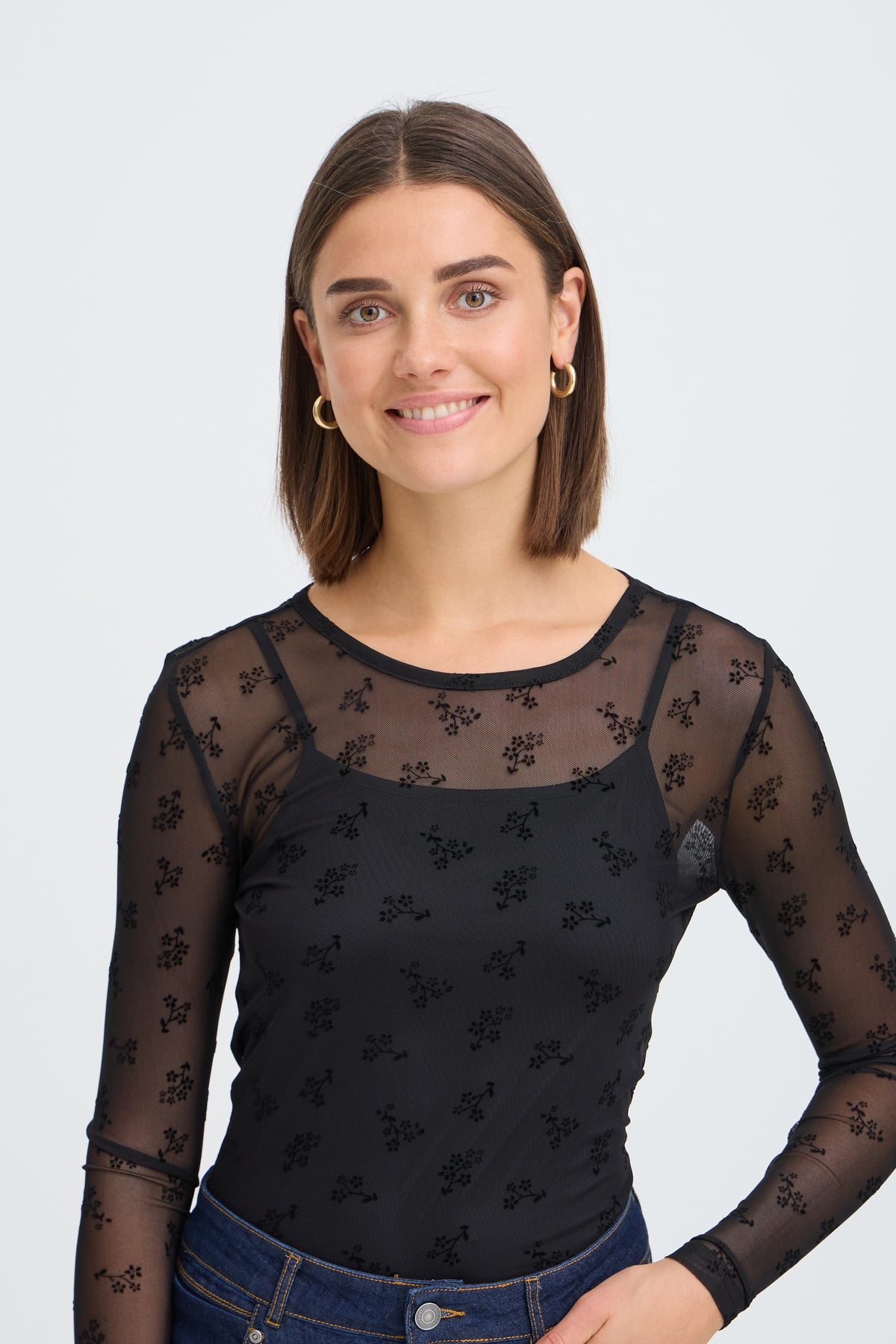 Fransa Deta T-shirt 1 Florals Sort