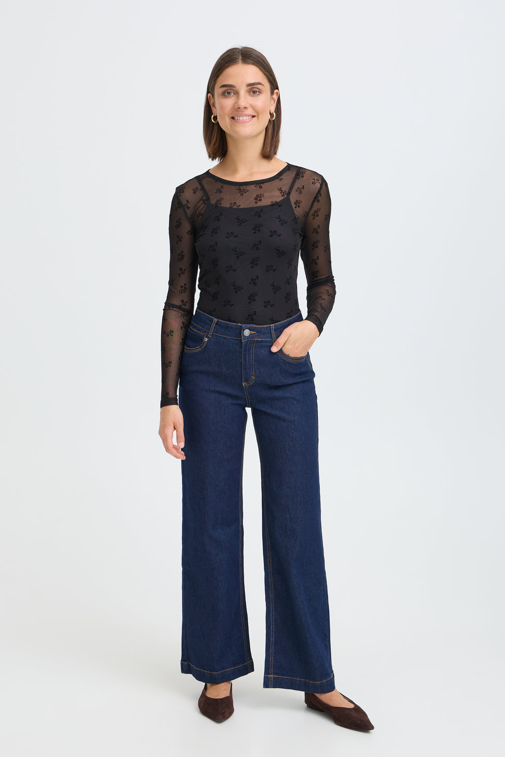 Fransa Deta T-shirt 1 Florals Sort