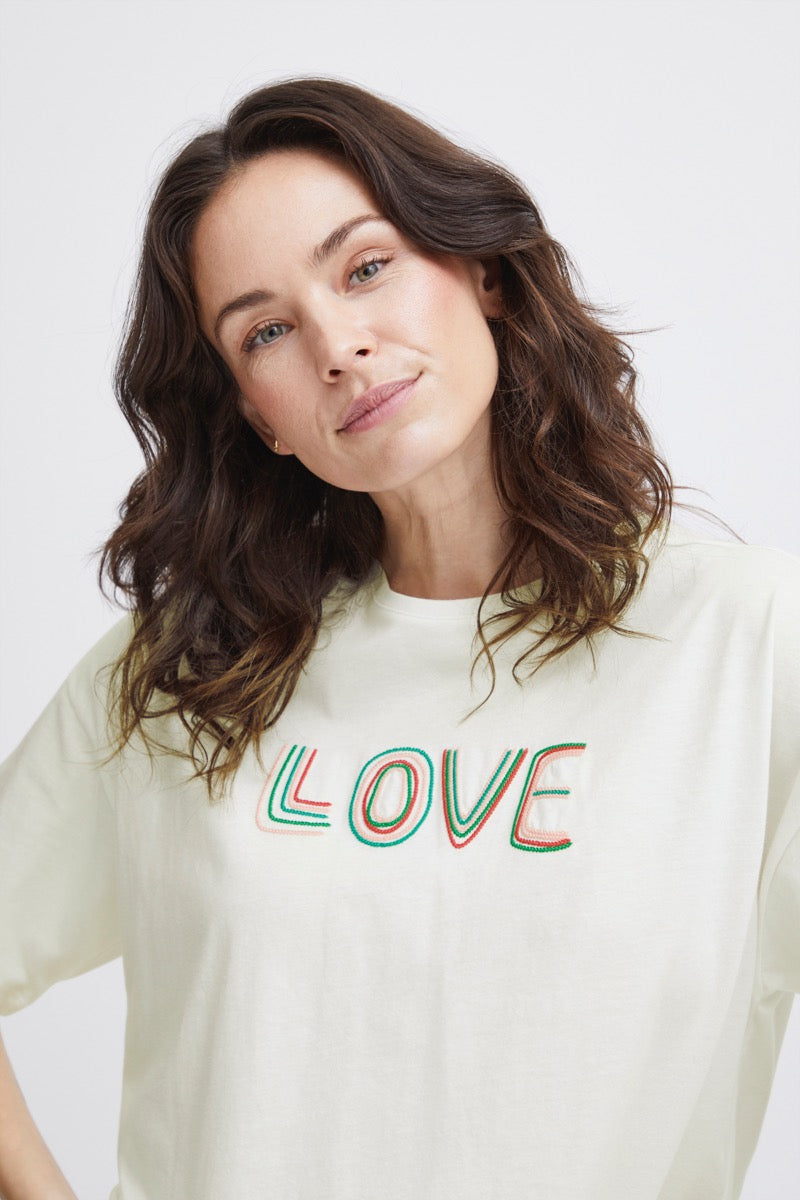 Fransa Koko T-shirt 1 Love Print Blanc Hvid