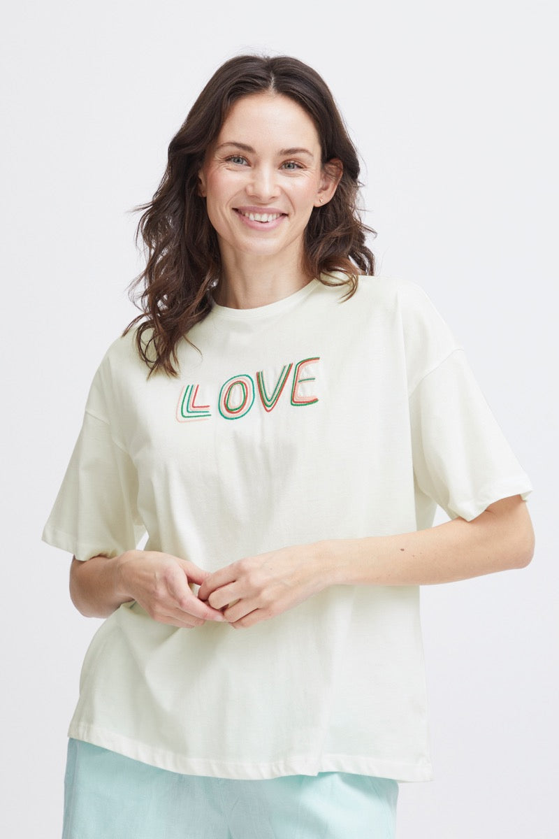 Fransa Koko T-shirt 1 Love Print Blanc Hvid