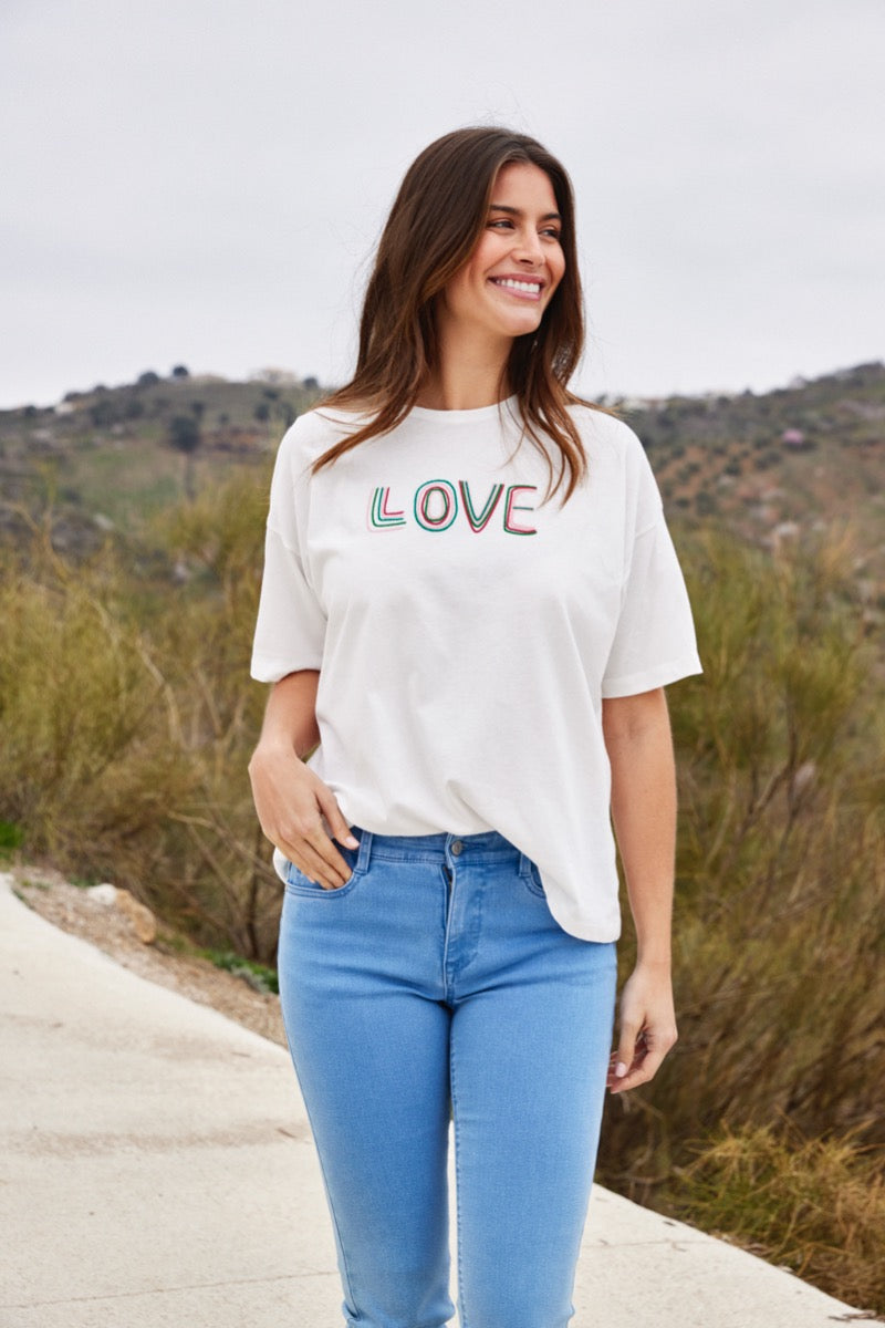 Fransa Koko T-shirt 1 Love Print Blanc Hvid