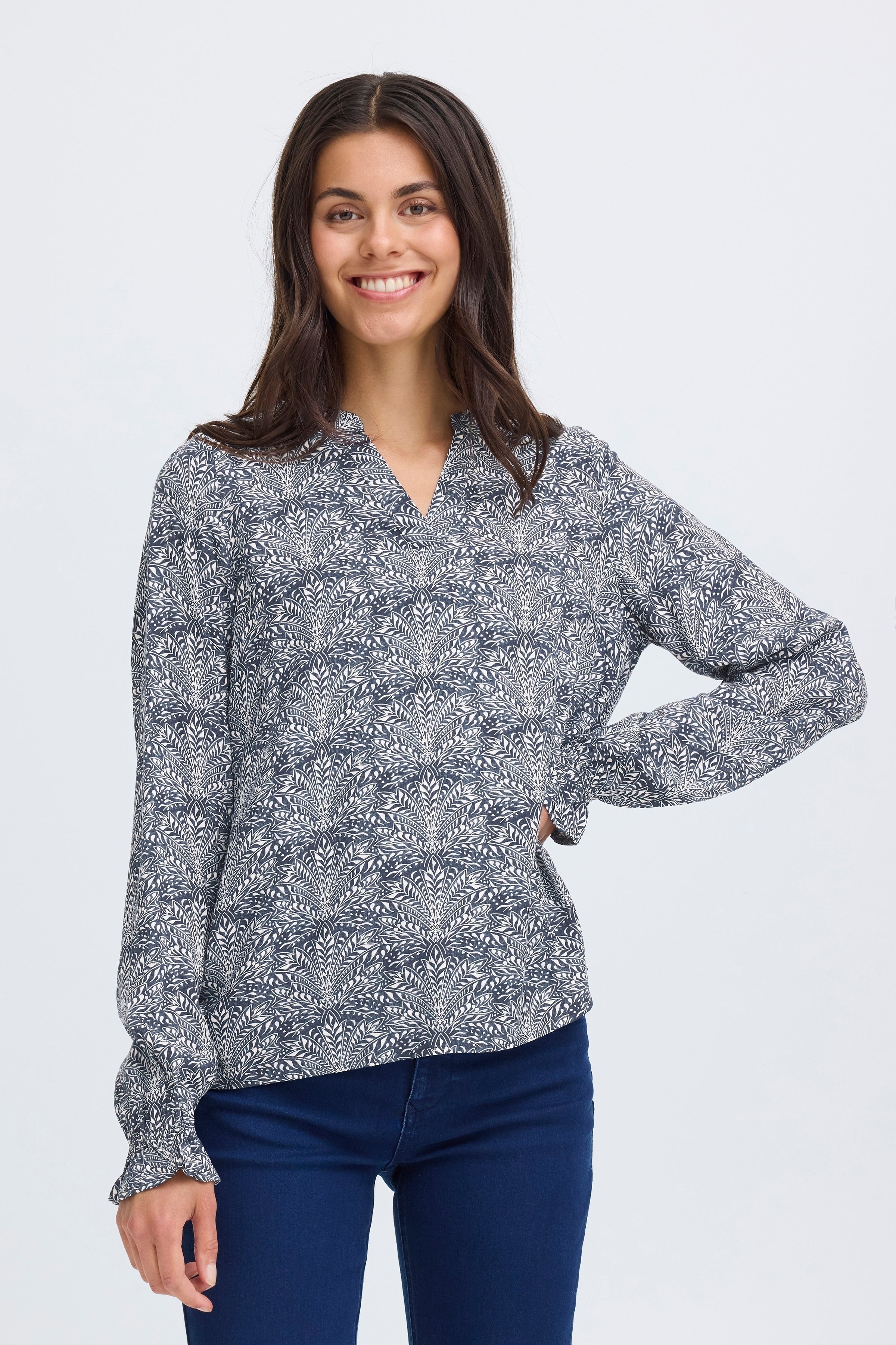 Fransa Flowy 3 Bluse Night Whisper Blå