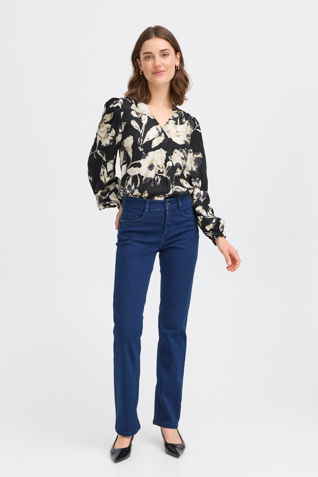 Fransa Ariana Bluse 4 Blomstret Sort