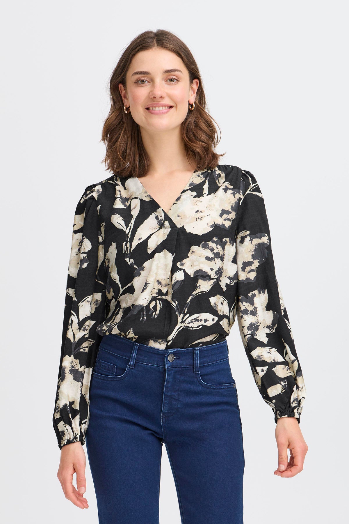 Fransa Ariana Bluse 4 Blomstret Sort