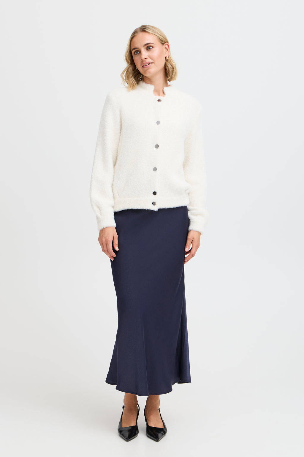 Fransa Reese 1 Cardigan Birch Hvid