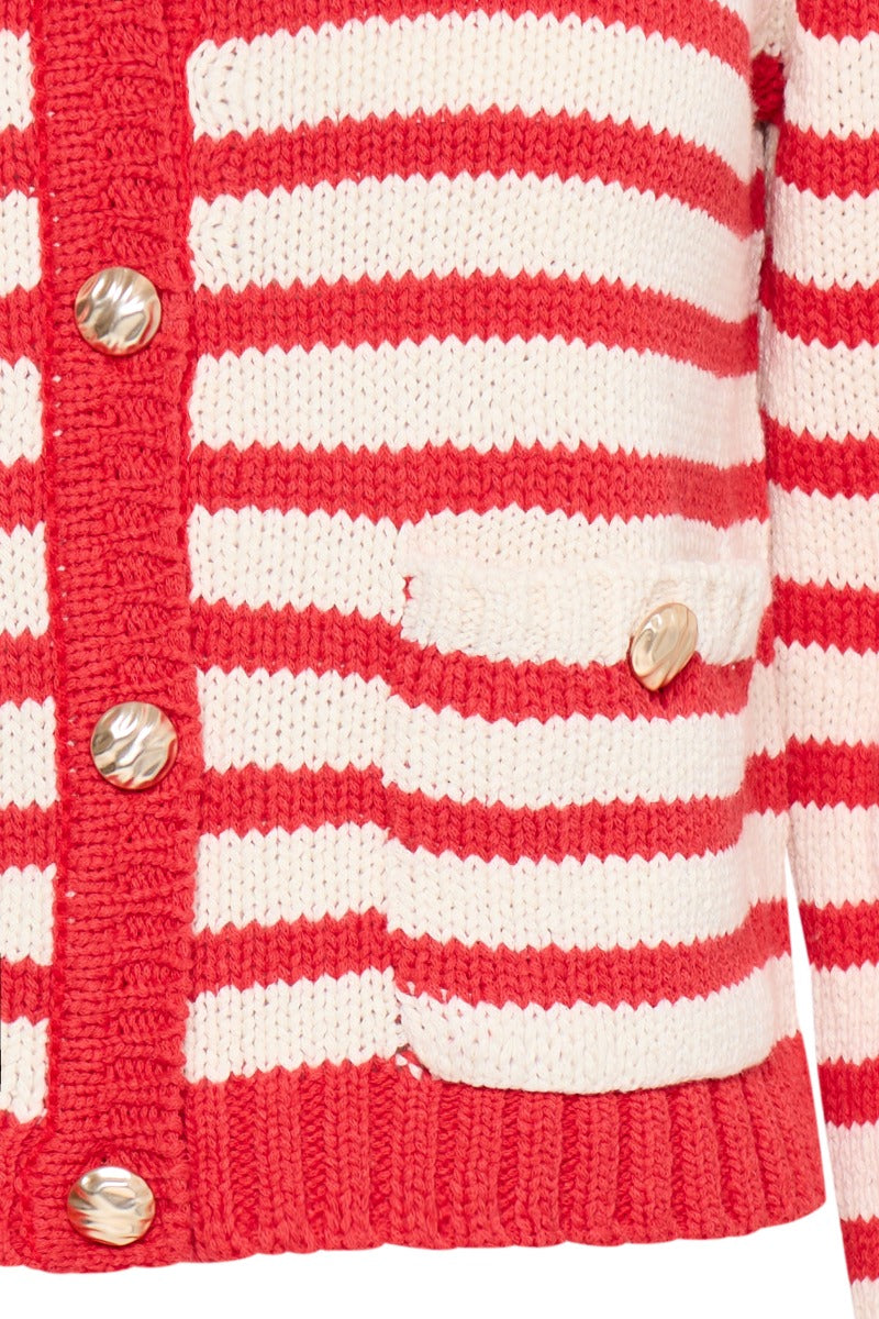 FRANSA Belinda Cardigan Beige Rød