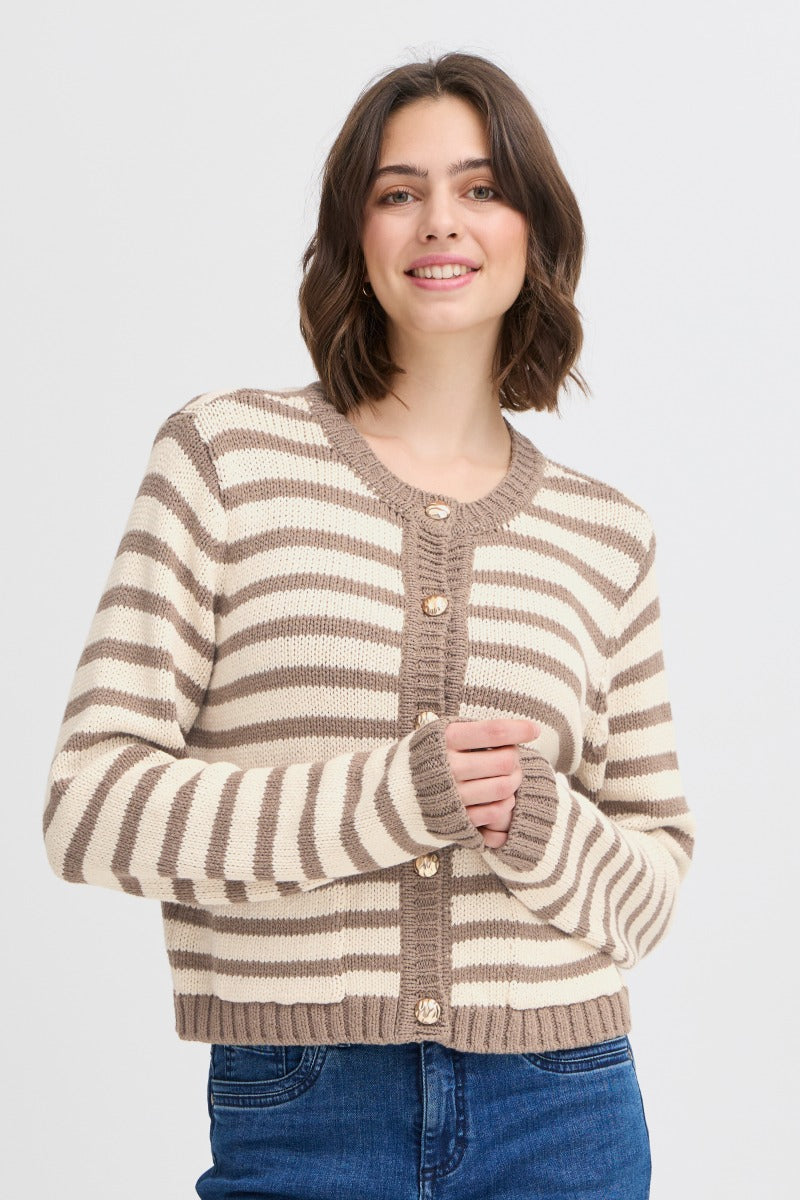 FRANSA Belinda Cardigan Beige Oliven