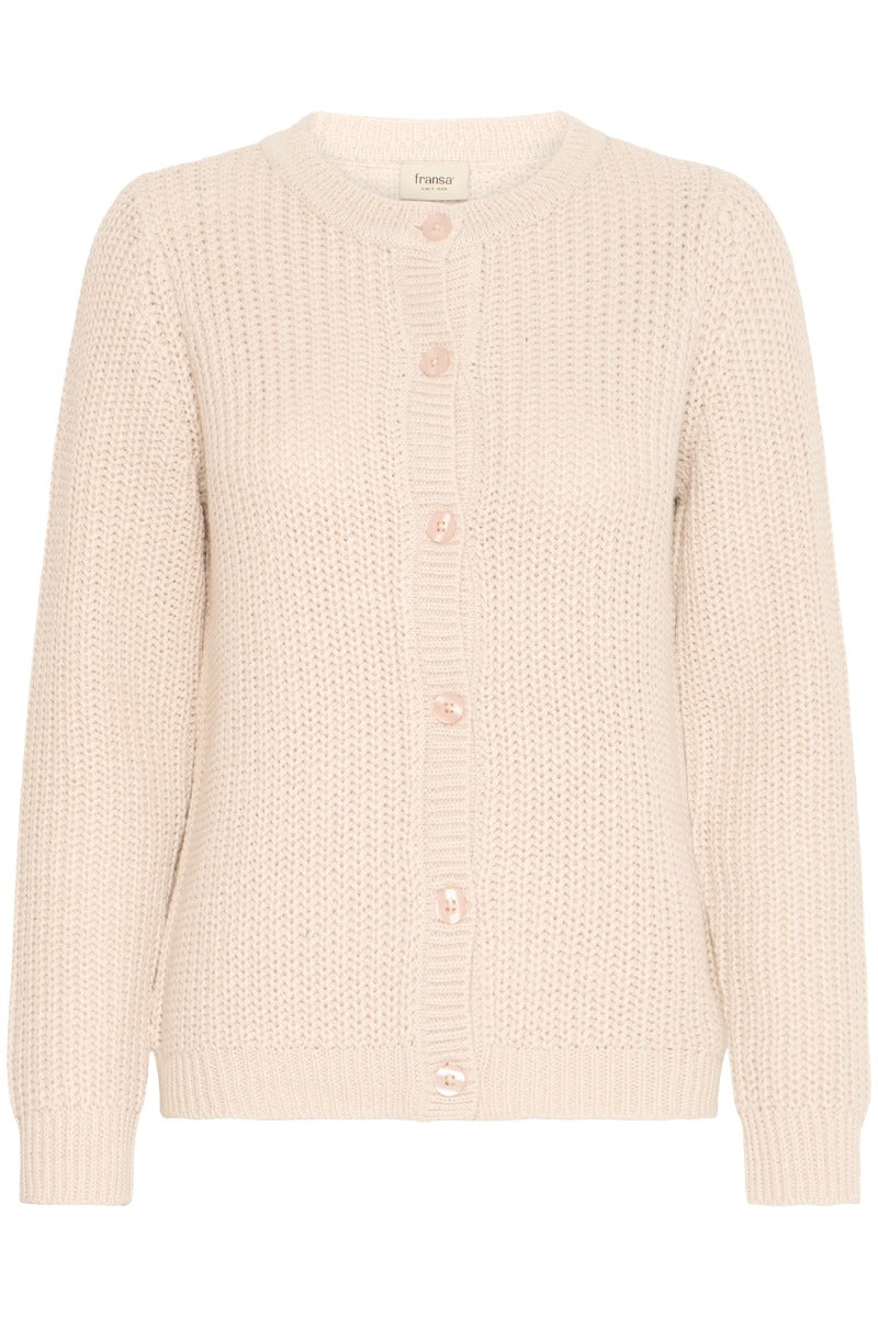 Fransa Erni Cardigan 1 Limestone Melange
