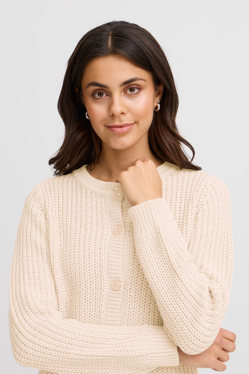 Fransa Erni Cardigan 1 Limestone Melange