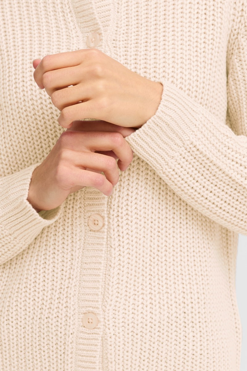 Fransa Erni Cardigan 1 Limestone Melange