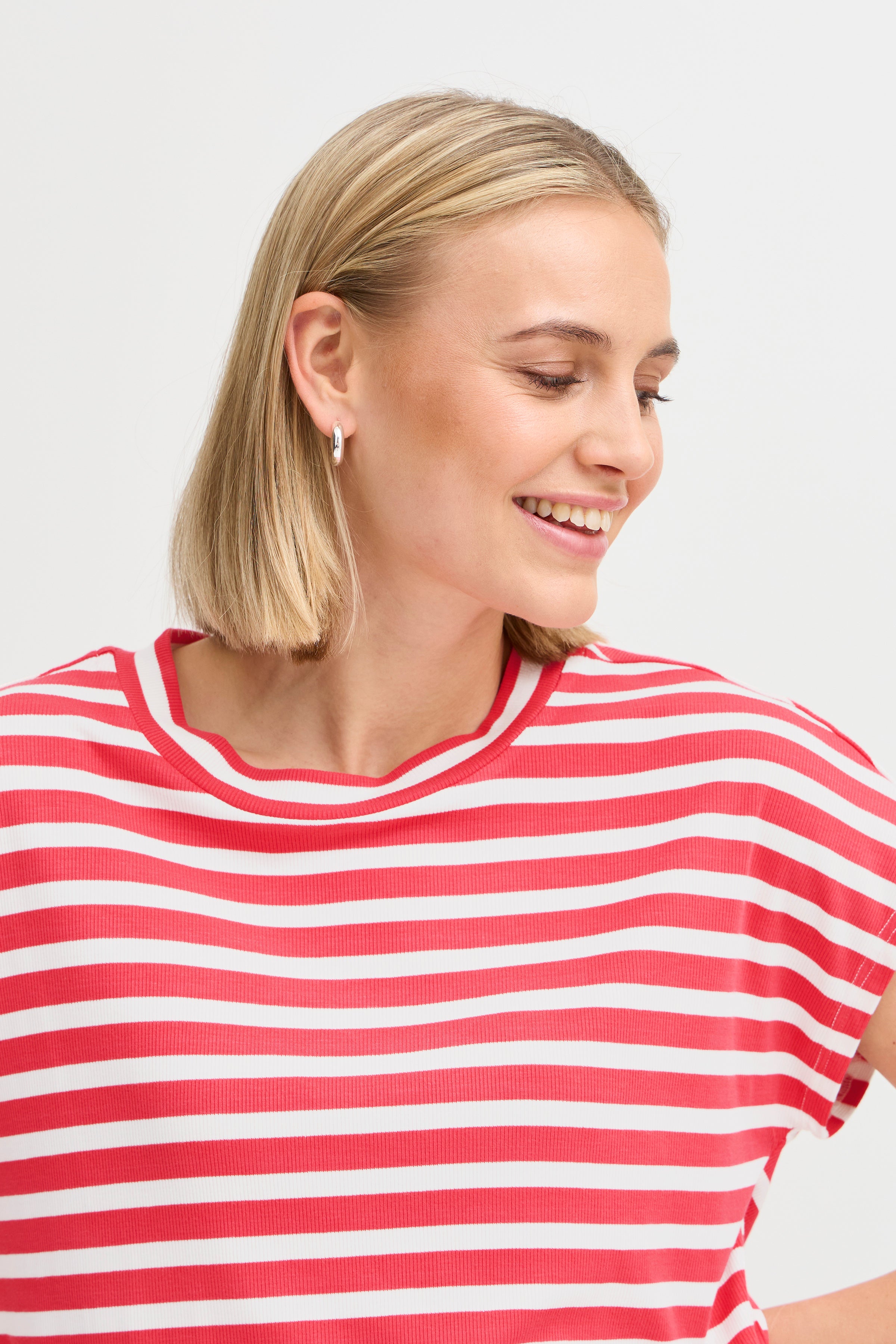 Fransa Cano 1 T-shirt Stribet Teaberry Rød