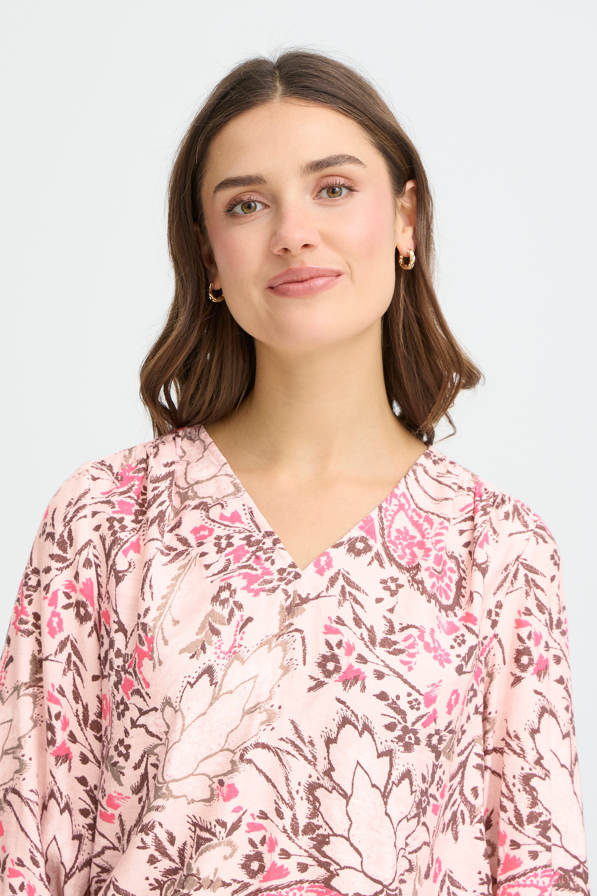 Fransa Ariana Bluse 6 Femi Bouquet Lotus Blomster Lyserød