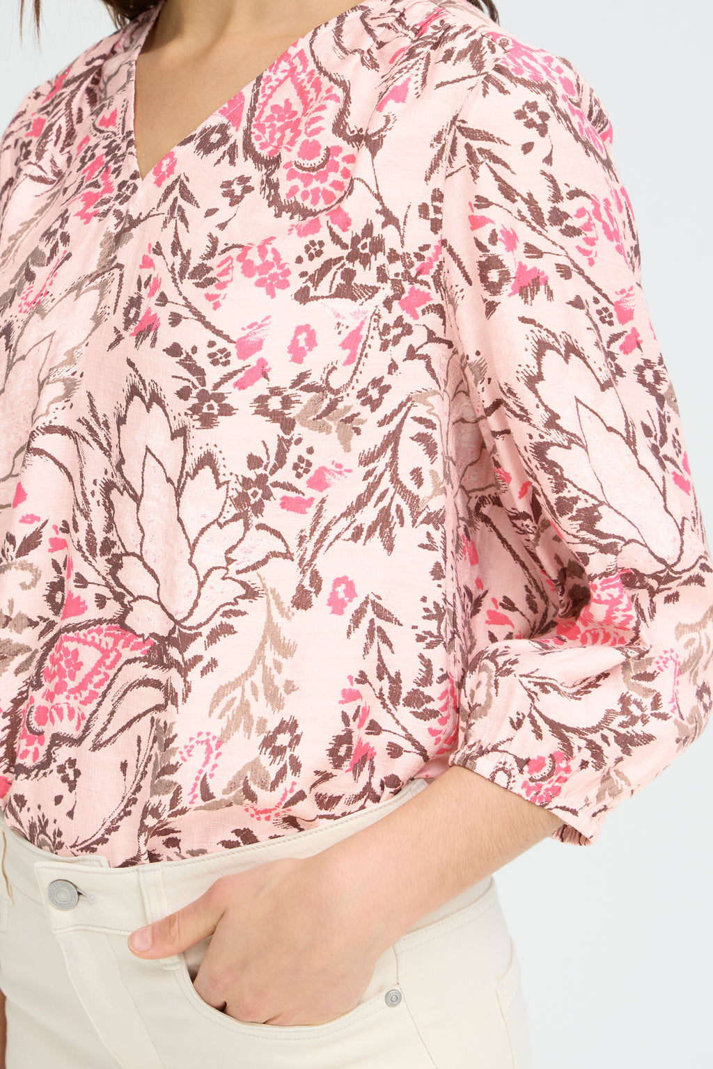 Fransa Ariana Bluse 6 Femi Bouquet Lotus Blomster Lyserød