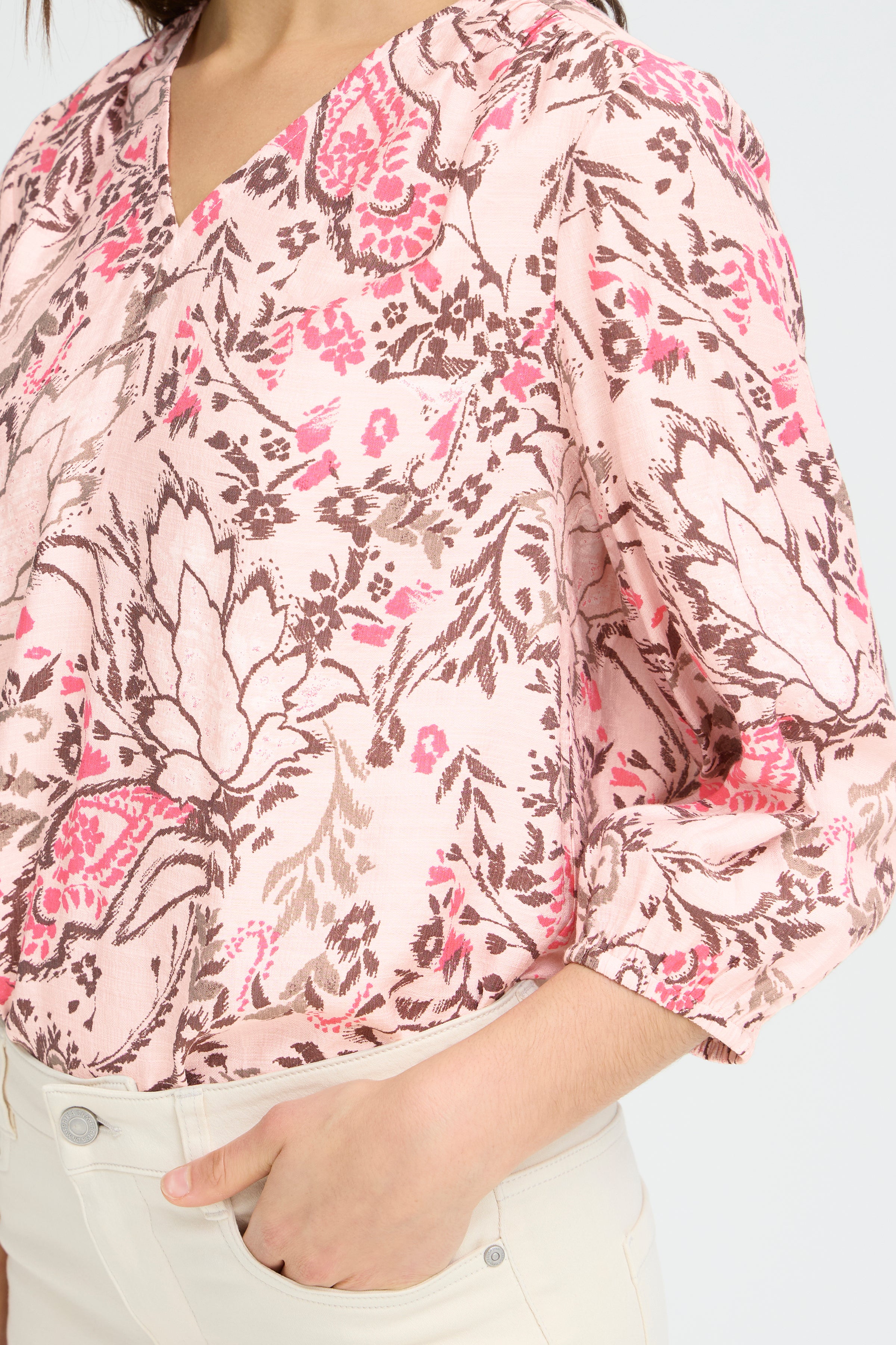 Fransa Ariana Bluse 6 Femi Bouquet Lotus Blomster Lyserød