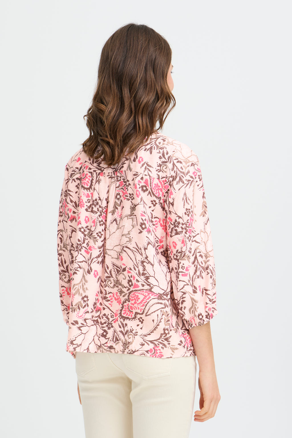 Fransa Ariana Bluse 6 Femi Bouquet Lotus Blomster Lyserød