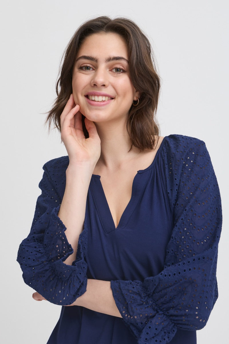 Fransa Mynne Bluse 1 Navy Blazer