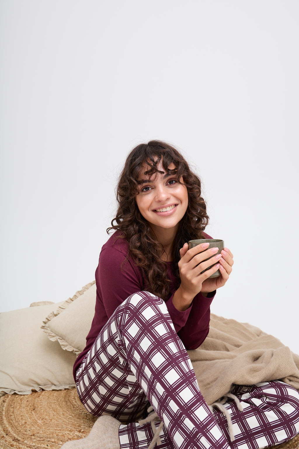 Fransa KAFI 1 Relax Sæt Bluse Buks Poinsettia Brun