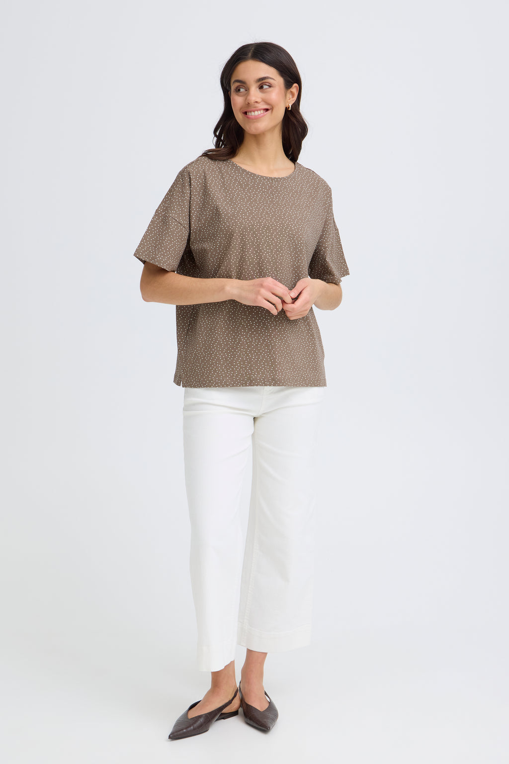 Fransa Siva T-shirt 7 Prikket Brun Hvid