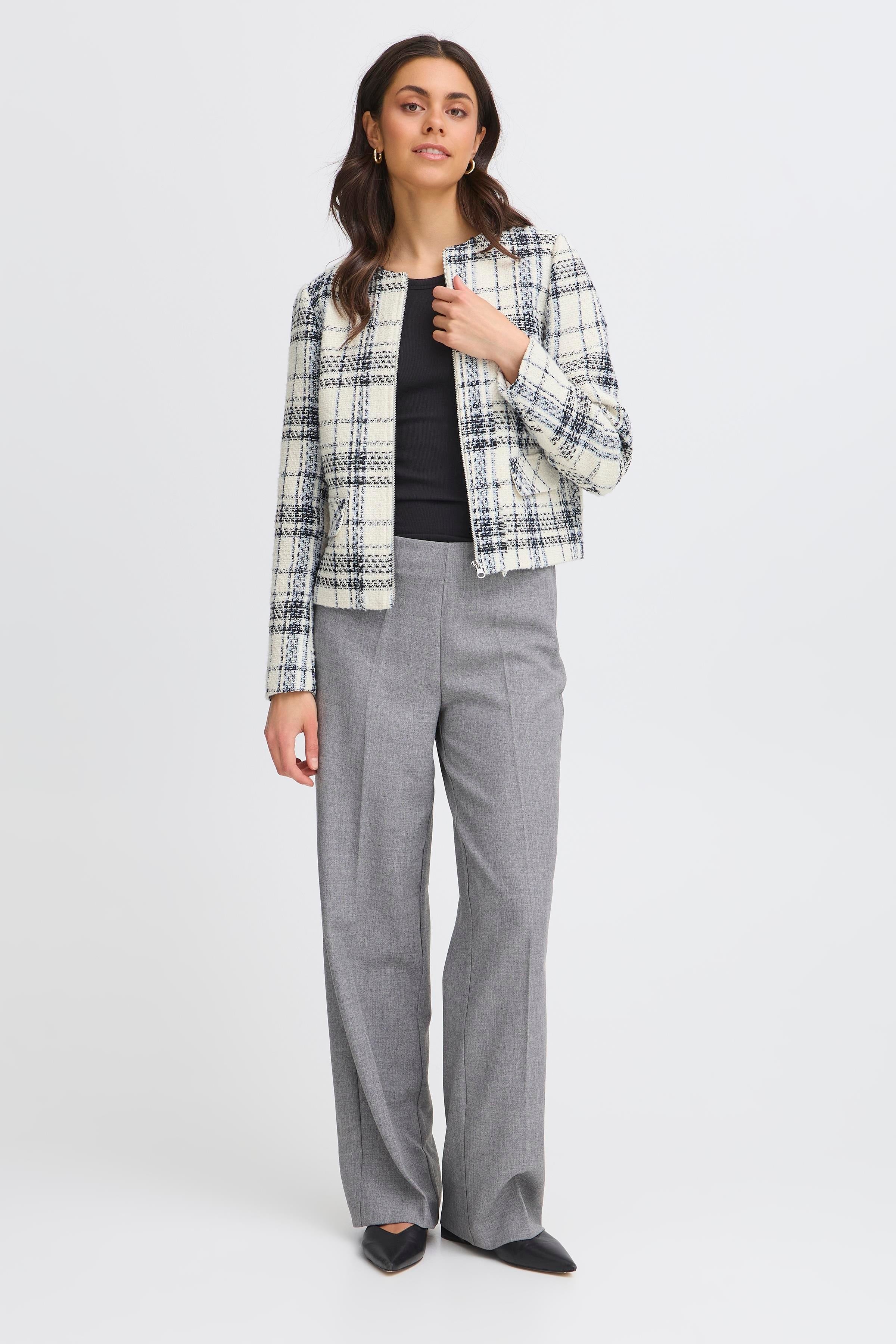 Fransa Amaya 1 Jakke Bering Sea Art Creme Sort Blå