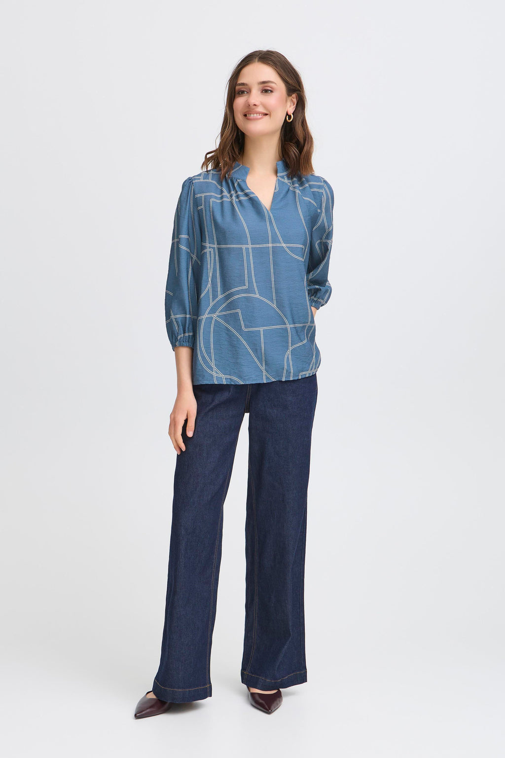 Fransa Daphne 1 Bluse Bering Sea Art Blå