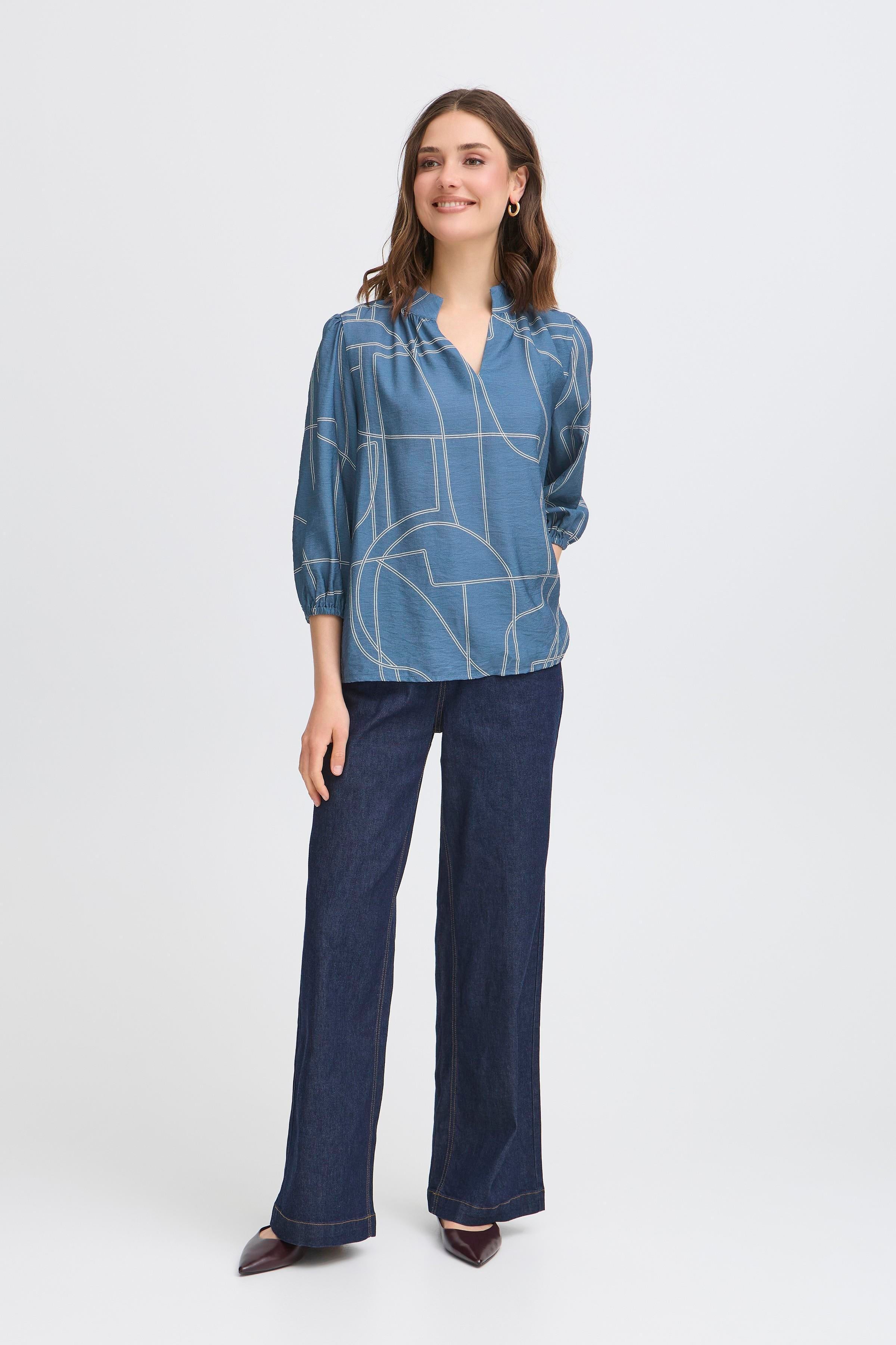 Fransa Daphne 1 Bluse Bering Sea Art Blå