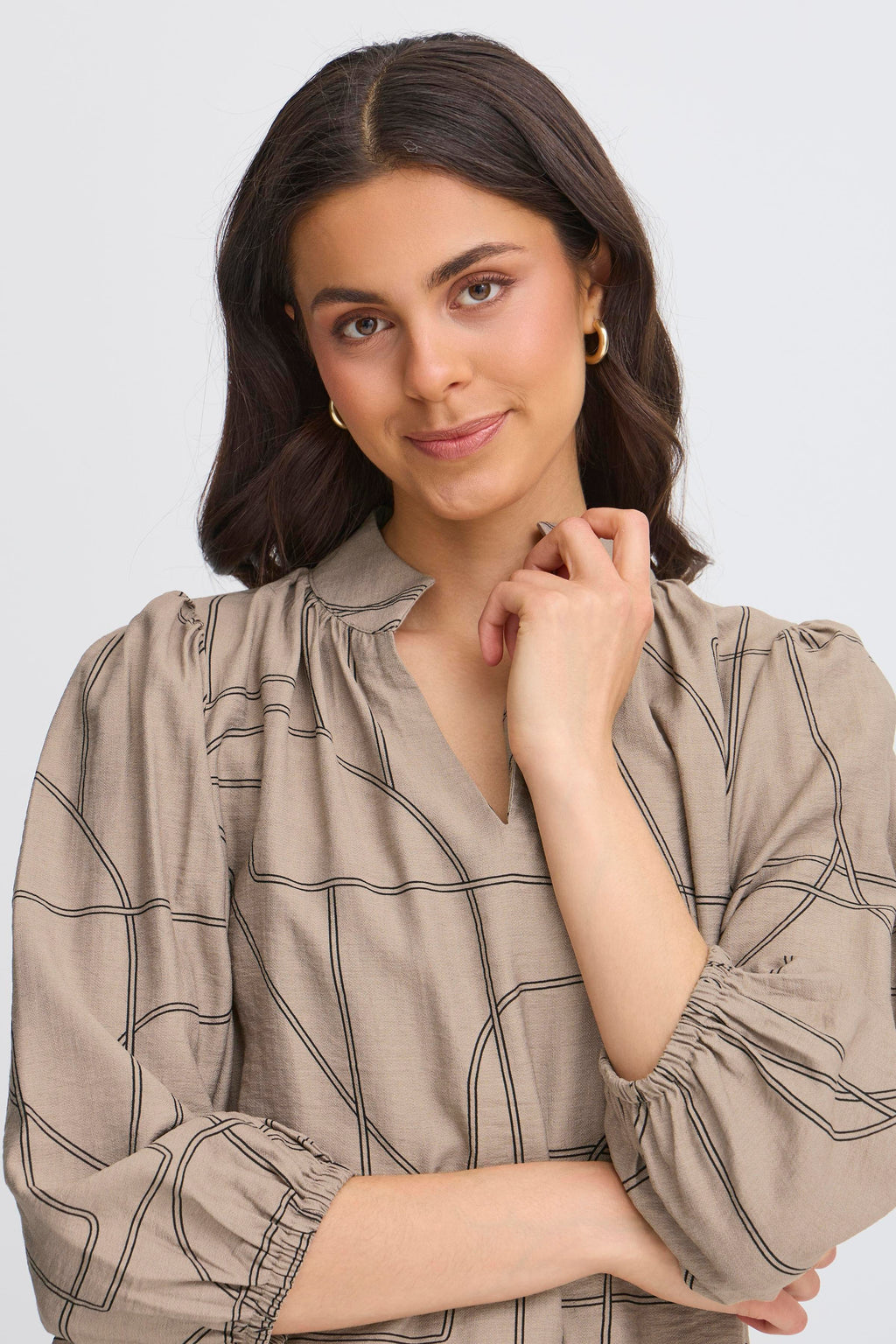 Fransa Daphne 1 Bluse Desert Taupe Art Brun