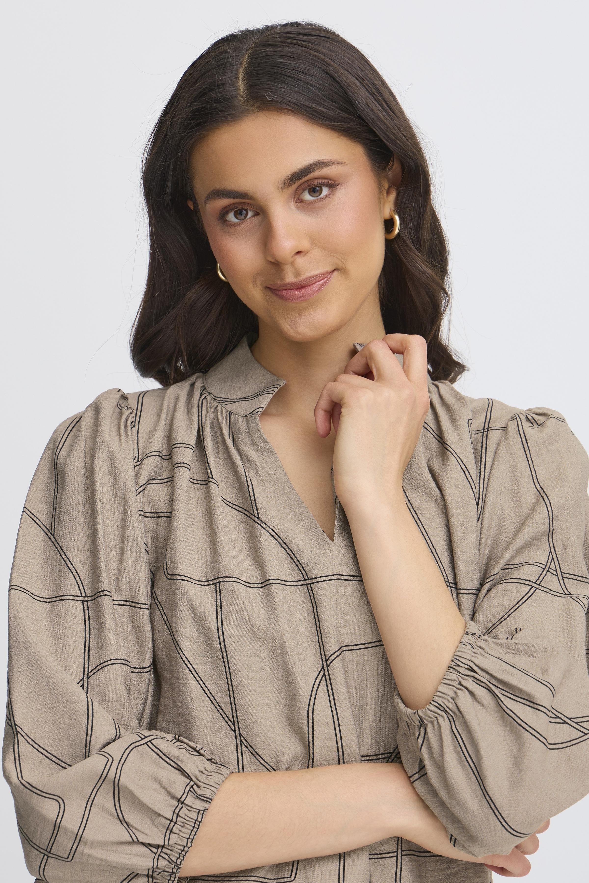 Fransa Daphne 1 Bluse Desert Taupe Art Brun