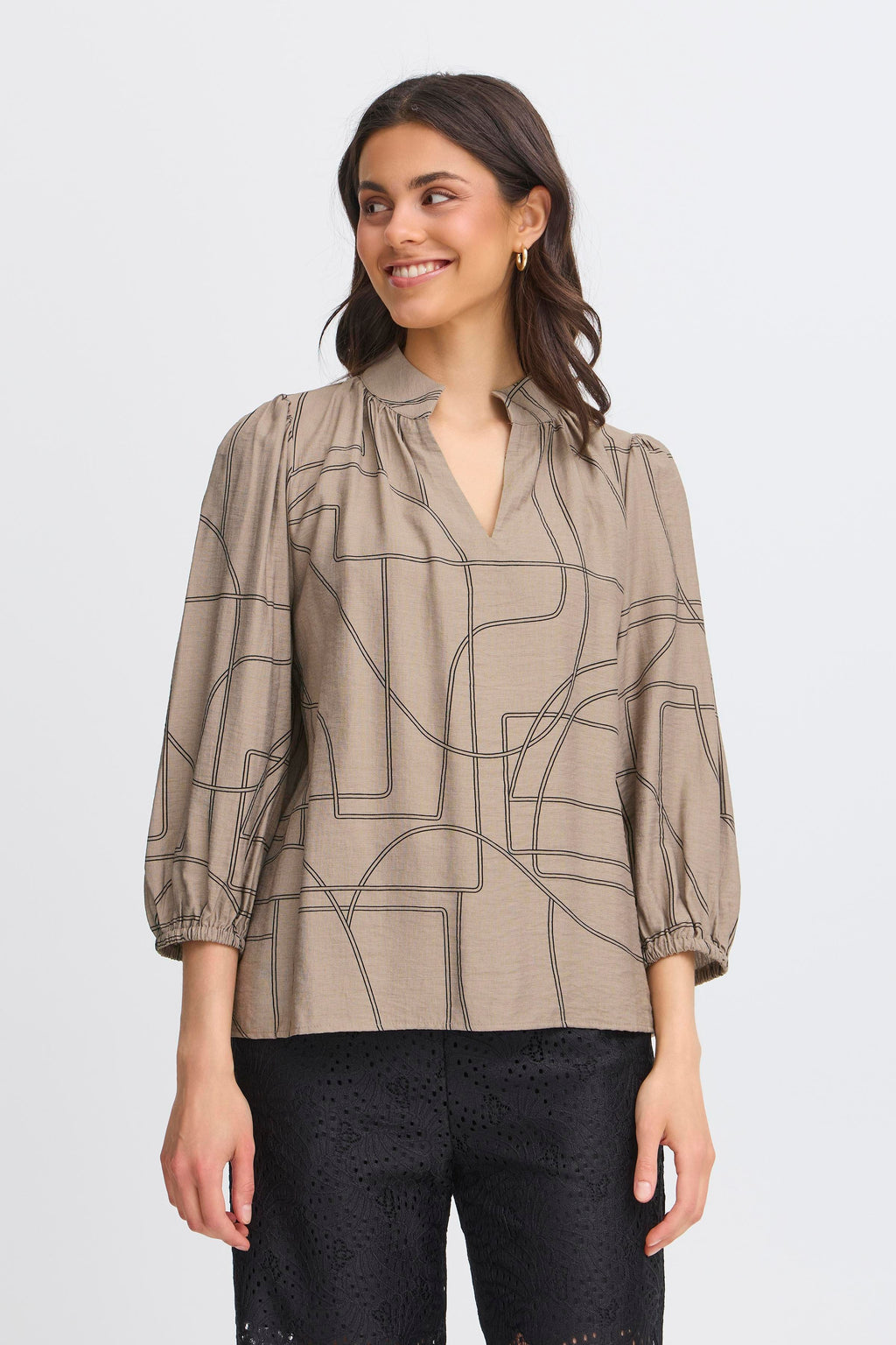 Fransa Daphne 1 Bluse Desert Taupe Art Brun