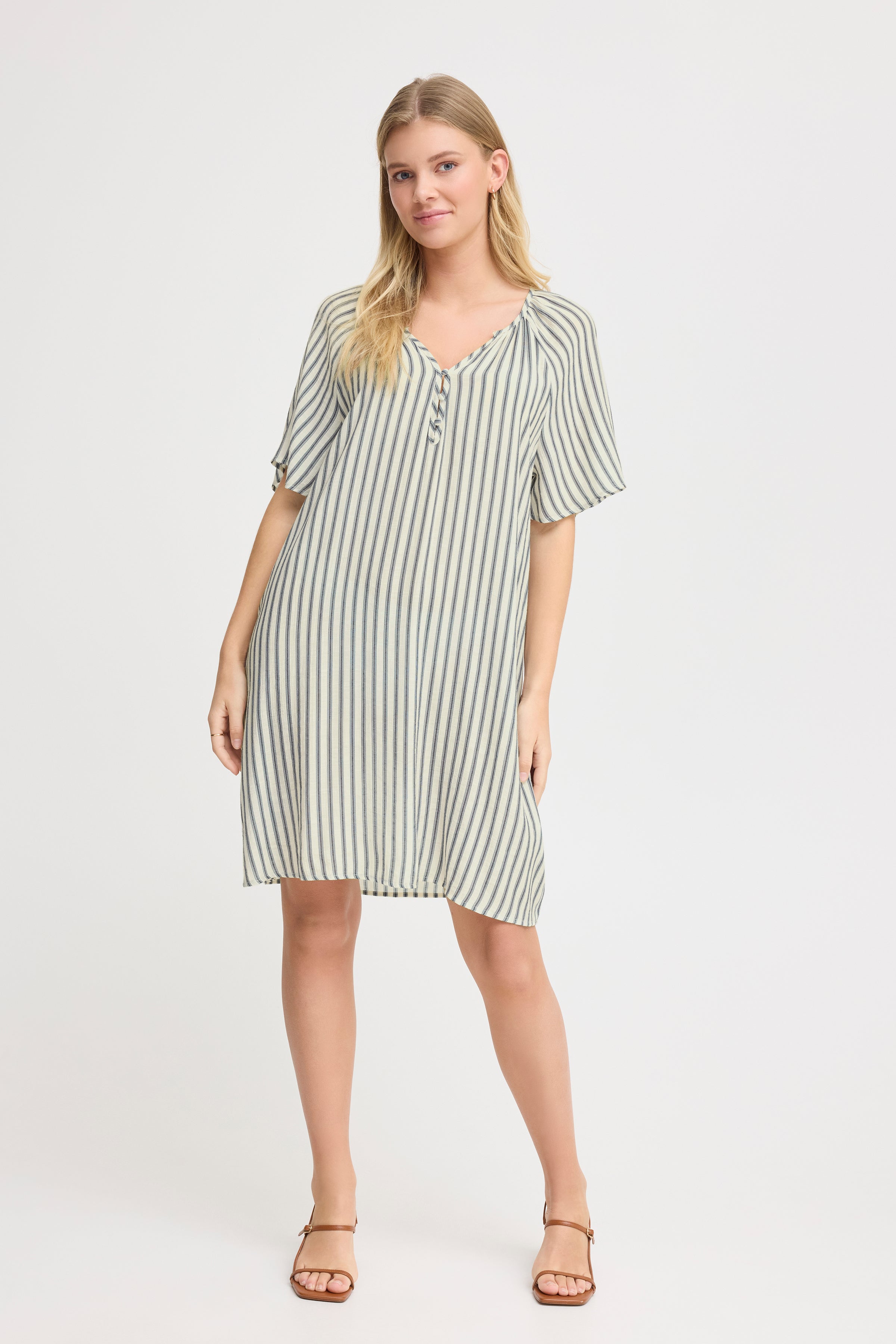 Fransa Alyssa 1 Kjole Navy Striber Creme