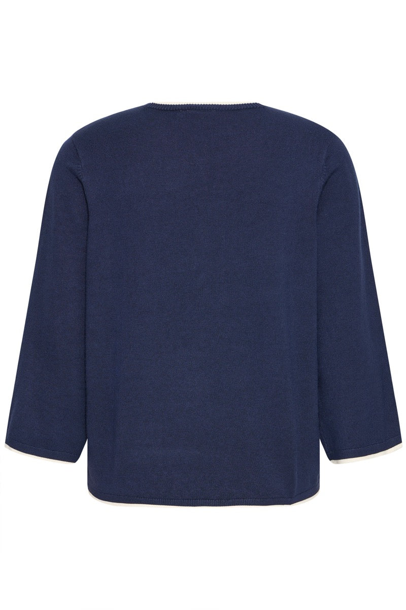 Fransa Contrast Cardigan 1 Navy Blazer