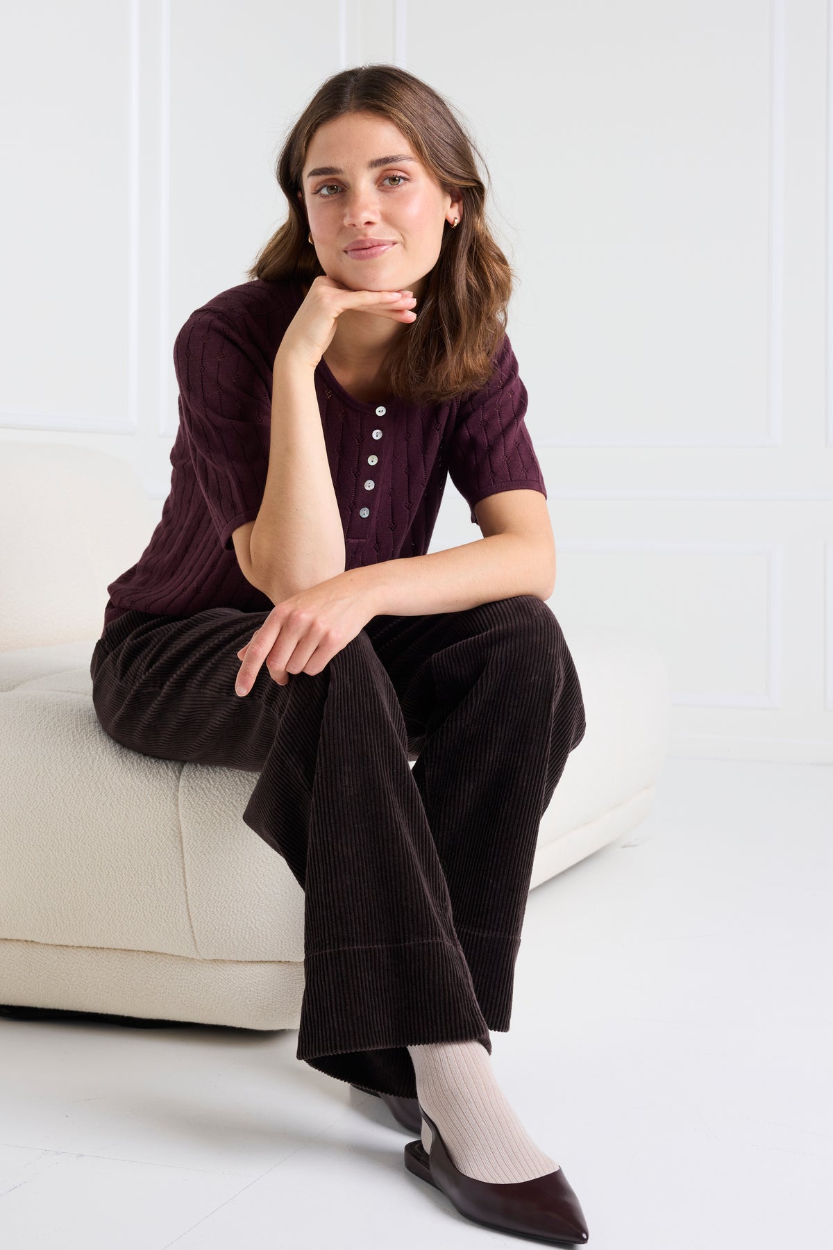 Fransa Pointella Pullover 2 Fudge Rød