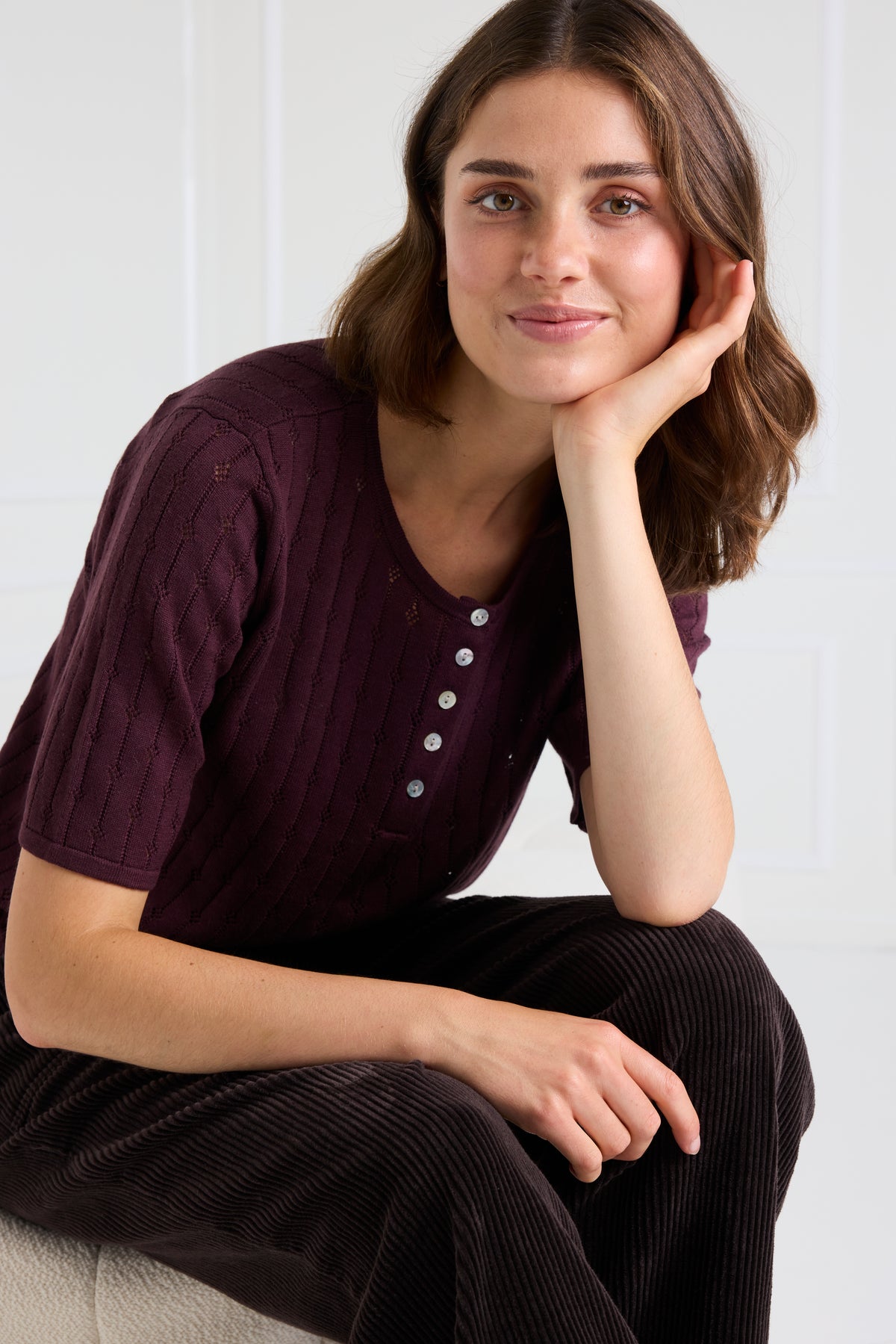 Fransa Pointella Pullover 2 Fudge Rød