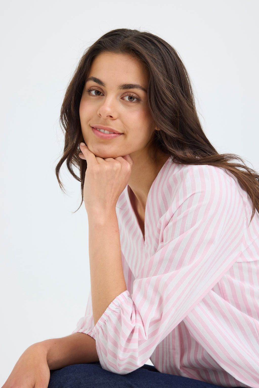 Fransa Catona Bluse 1 Stribet Cameo Pink