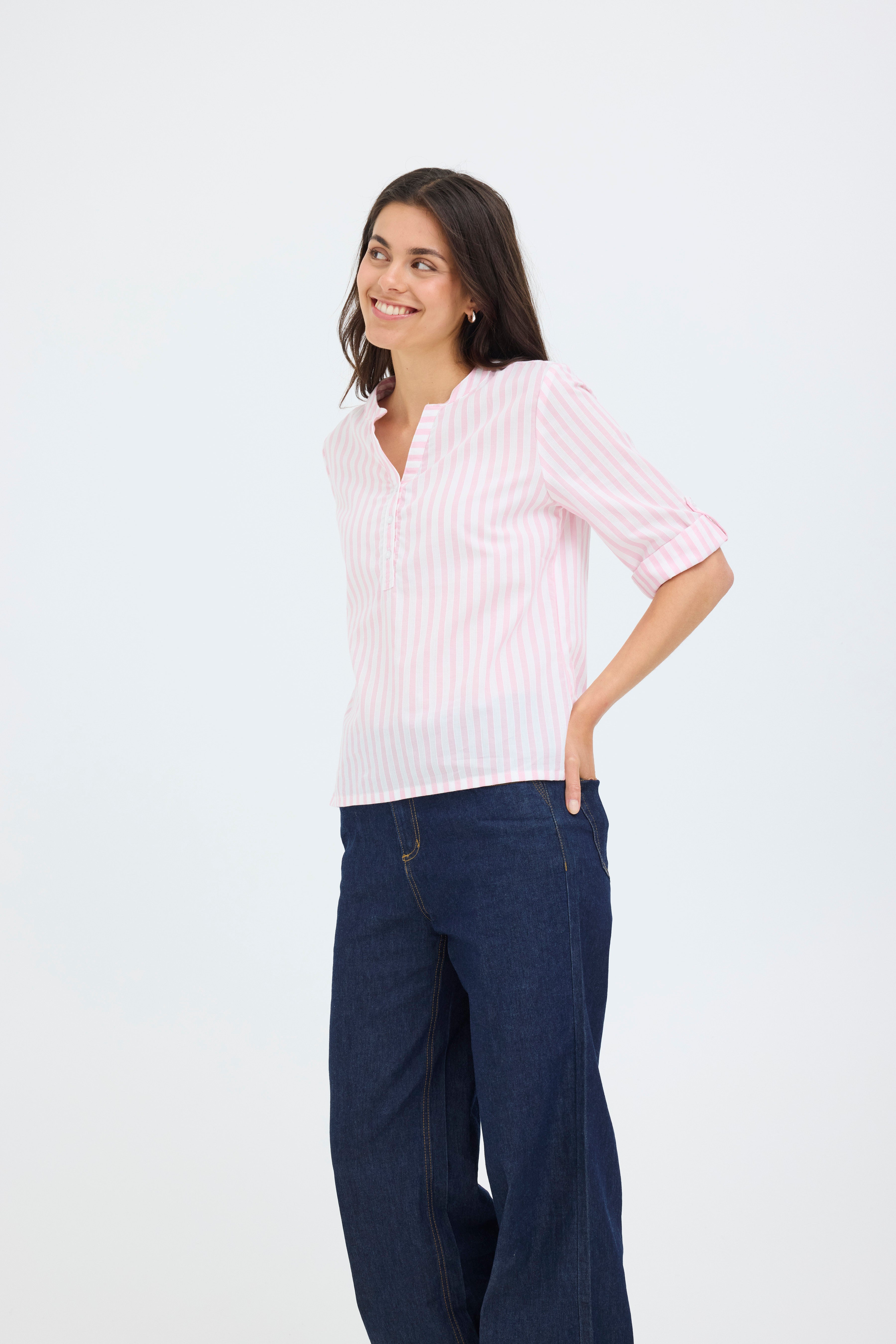Fransa Catona Bluse 2 Stribet Cameo Pink