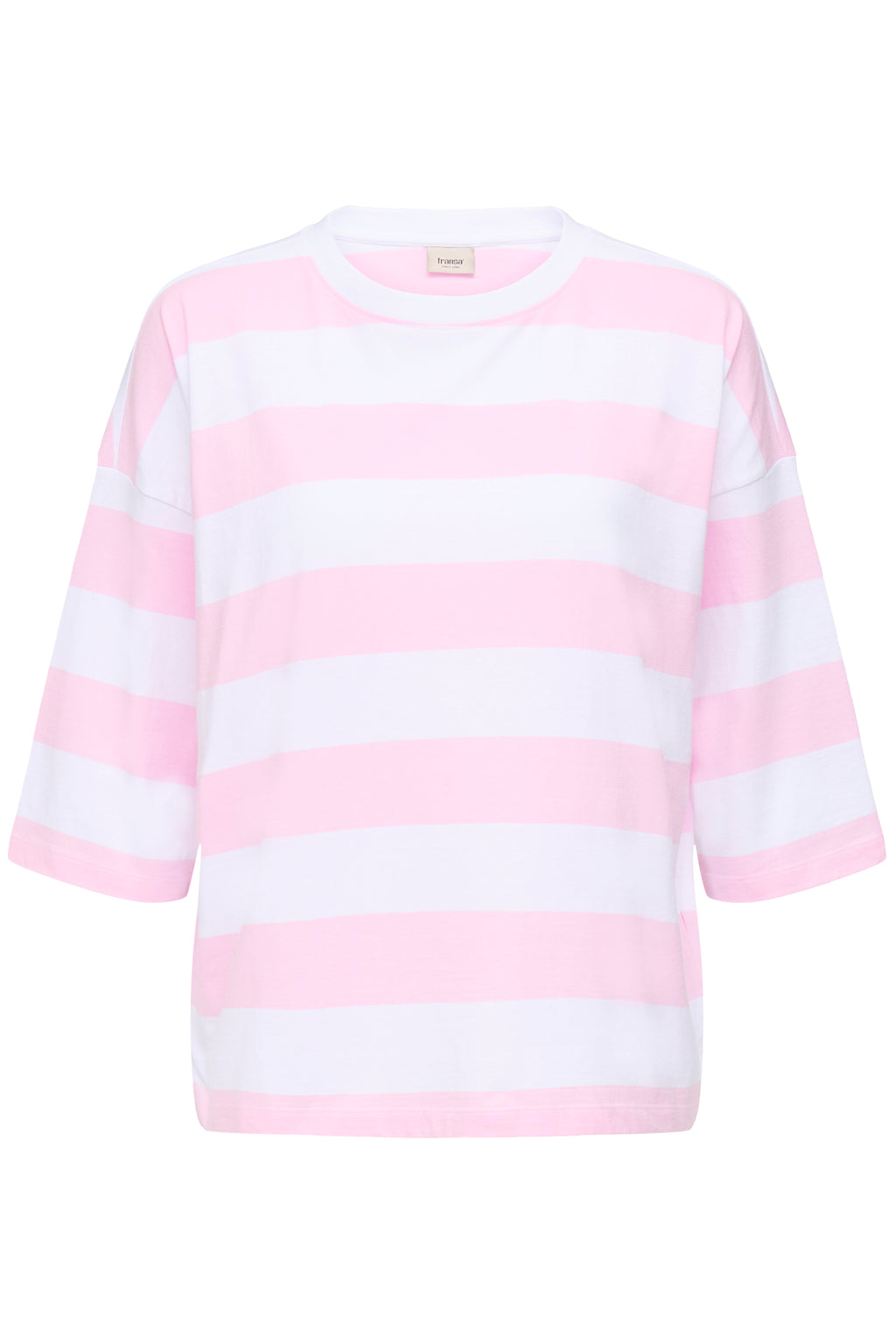 Fransa Milda T-shirt 1 Stribet Hvid w Cameo Pink