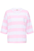 Fransa Milda T-shirt 1 Stribet Hvid w Cameo Pink