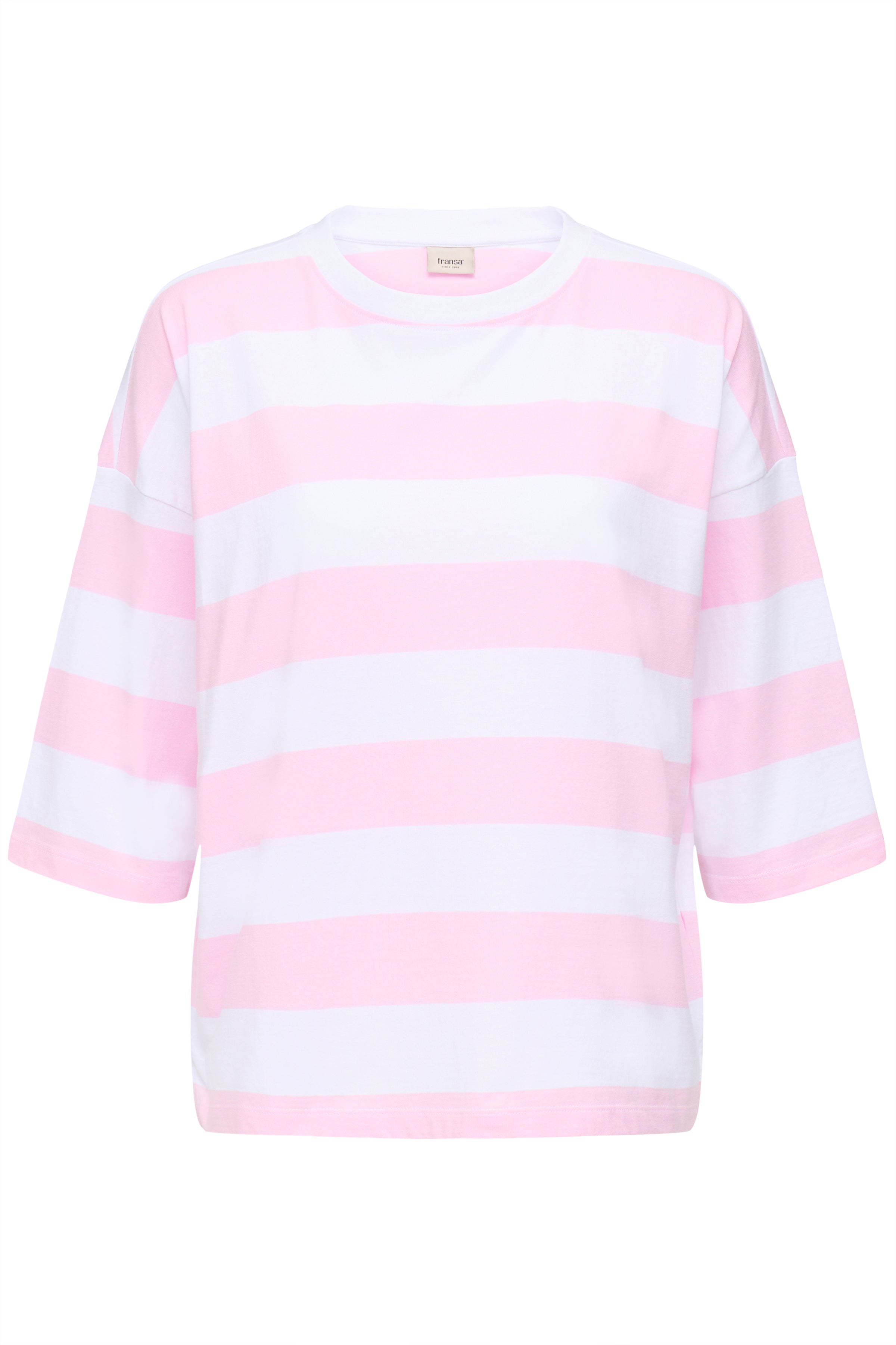 Fransa Milda T-shirt 1 Stribet Hvid w Cameo Pink