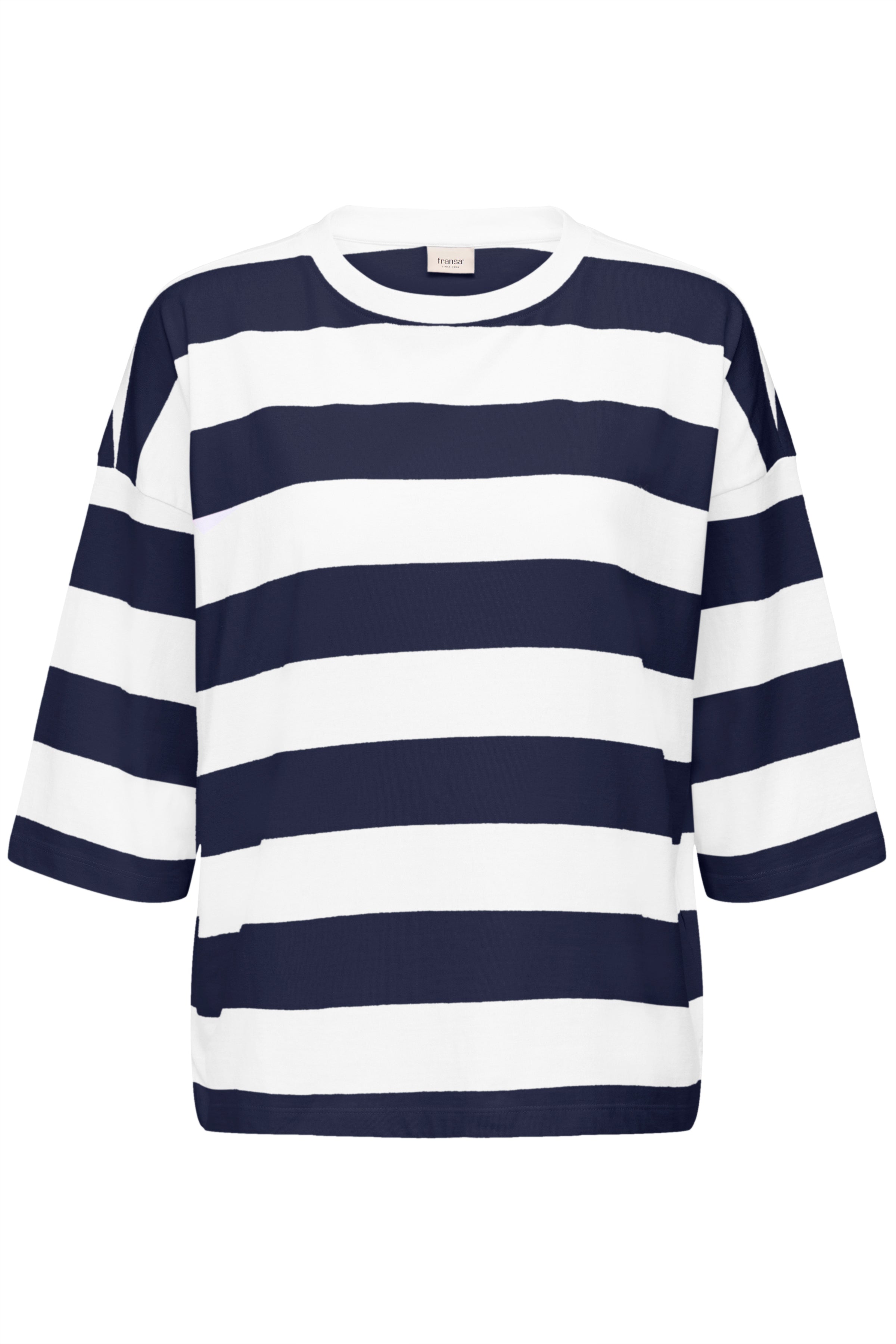 Fransa Milda T-shirt 1 Stribet Hvid w Navy Blå