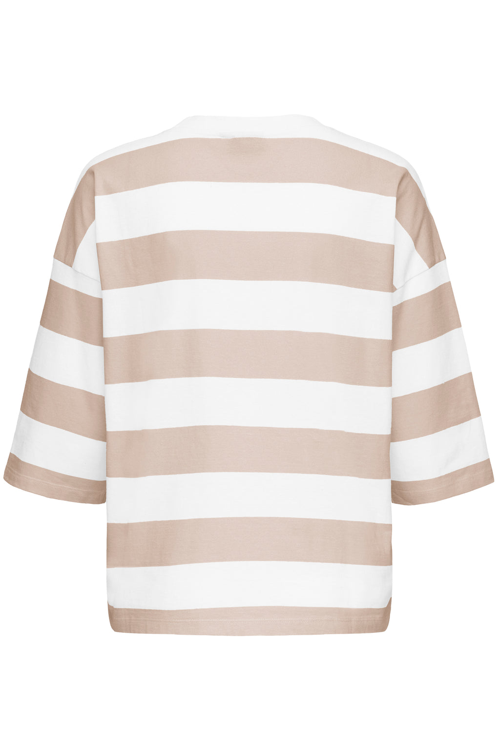 Fransa Milda T-shirt 1 Stribet Hvid w Moon Rock Brun